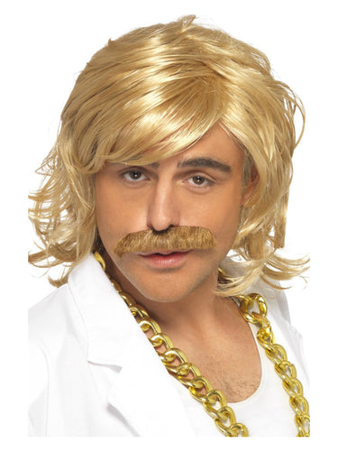 Game Show Host Kit, Wig and Tash, Blonde – Front